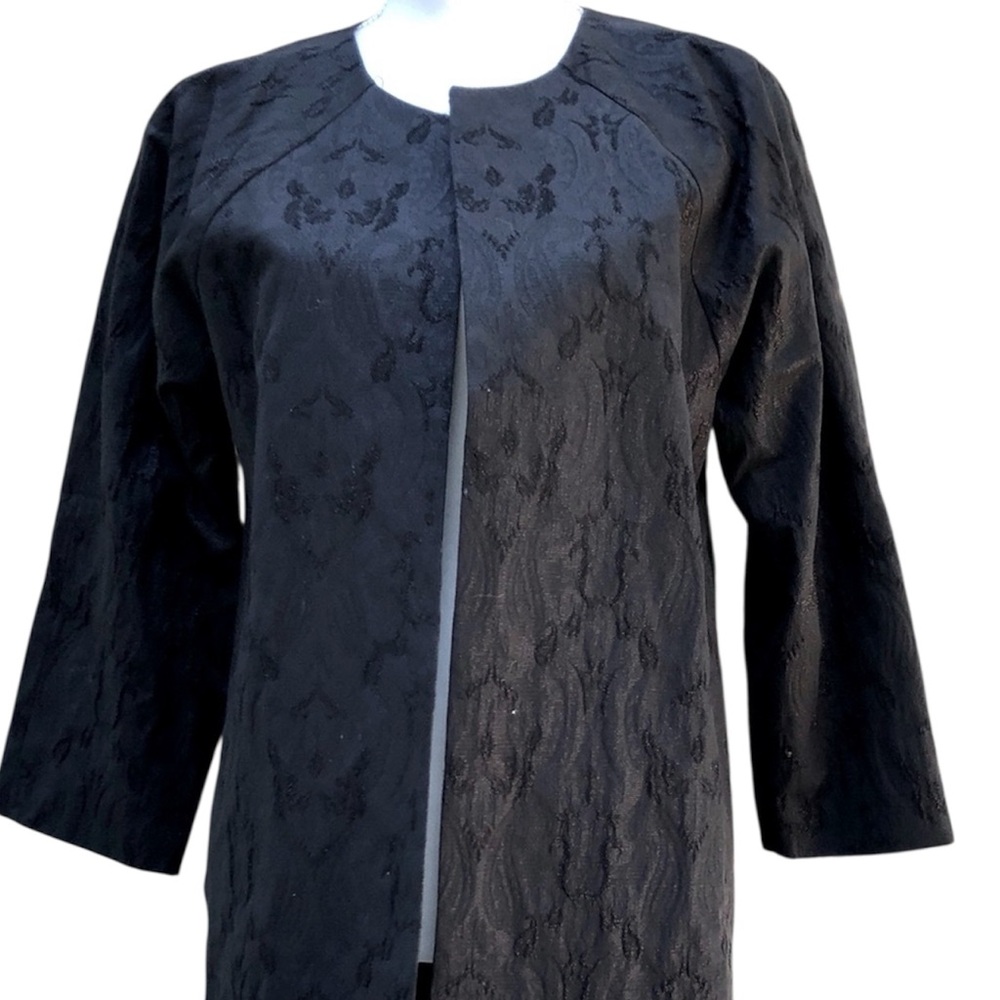 Eileen Fisher Dressy Jacquard Long Black Sparkly Jacket Tunic, sz S
